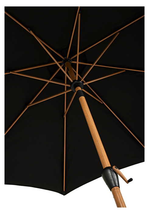 Markedsparasoll Stockholm Ø300 cm svart/teak m/sveiv